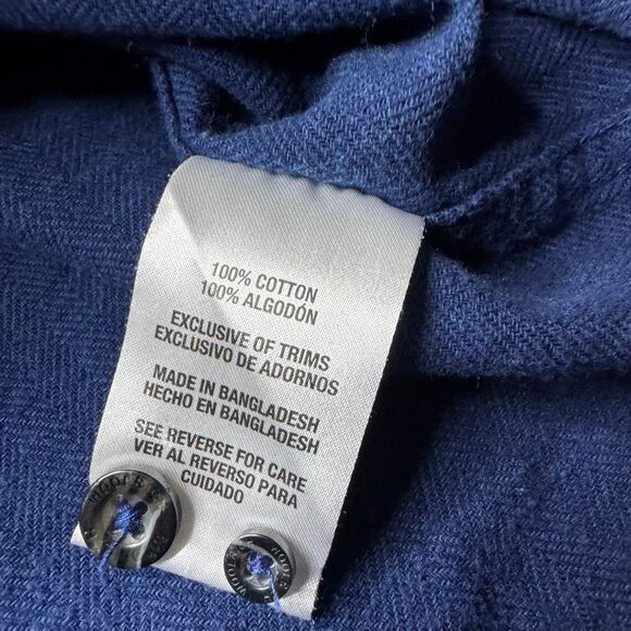 Woolrich Button Up Cotton Shirt Pockets Mens L Navy Blue - Picture 4 of 8